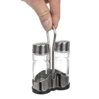 APS Salz und Pfeffer Menage "Economic" - Glas und Edelstahl - 5 Sets
