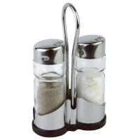 APS Salz und Pfeffer Menage "Economic" - Glas und Edelstahl - 5 Sets