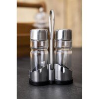 APS Salz und Pfeffer Menage "Economic" - Glas und Edelstahl - 5 Sets
