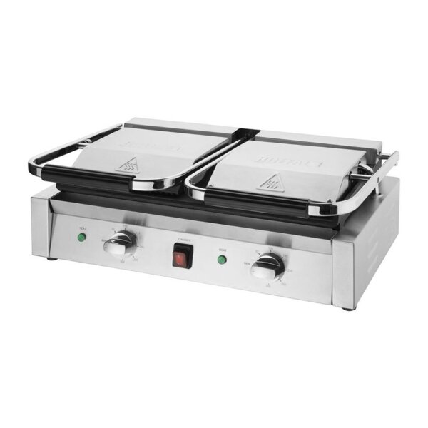 Buffalo Bistro Doppelkontakt-Grill - 2,9 kW - Flache & gerippte obere Platten