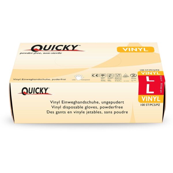 Quicky Vinylhandschuhe - transparent - puderfrei - S-XL - 1000 Einmalhandschuhe