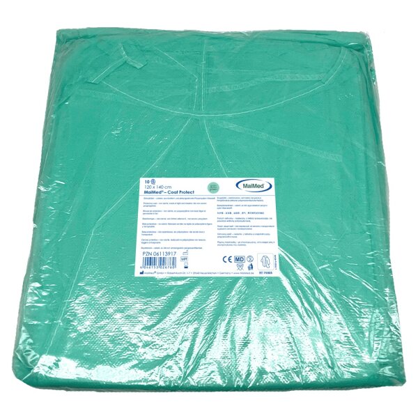 MaiMed Coat Protect  - 100 Schutzkittel - grün - Vlies - 120 x 140 cm