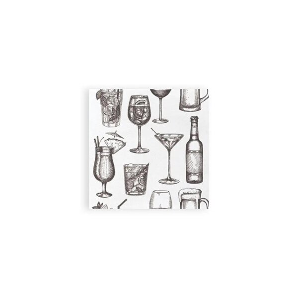 SemyTop Motivservietten "Cocktail weiß" - 20 x 20 cm - 2-lagig - 3200 Stück