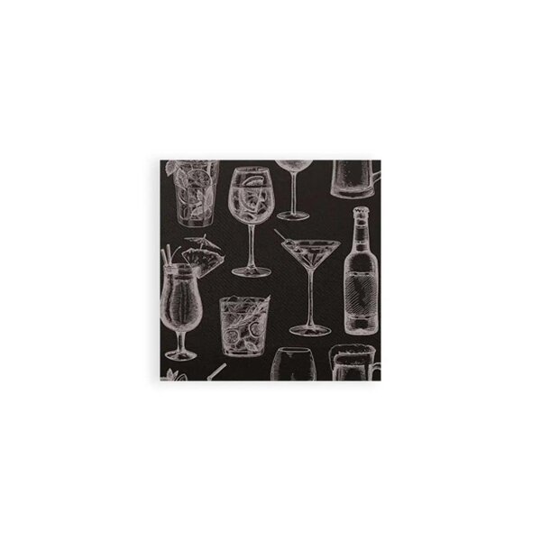 SemyTop Motivservietten "Cocktail schwarz" - 20 x 20 cm - 2-lagig - 3200 Stück