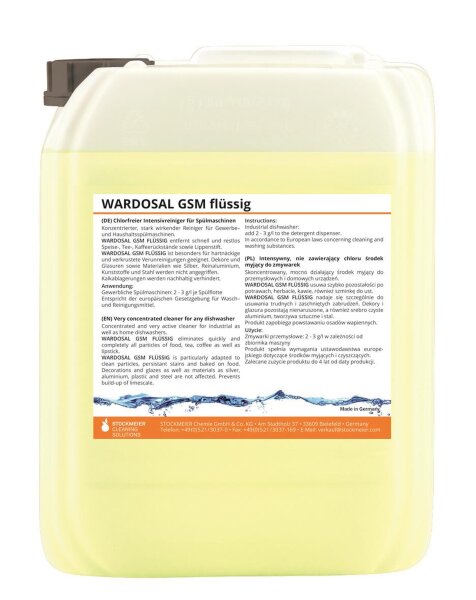 Wardosal GSM-Flüssig - 25 kg - Geschirrreiniger - für gewerbliche Spülmaschinen