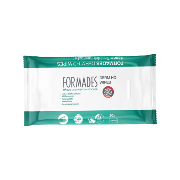 FORMADES Derm HD Wipes Händedesinfektionstücher - kompostierbar - 45 x 20 Tücher