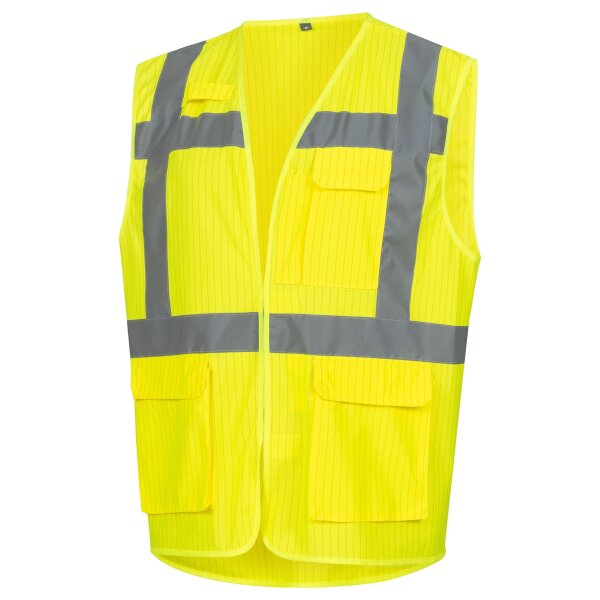 Nitras Warnschutz Weste | Gr. S - 4XL | neongelb | Klettverschluß | Warnschutzweste