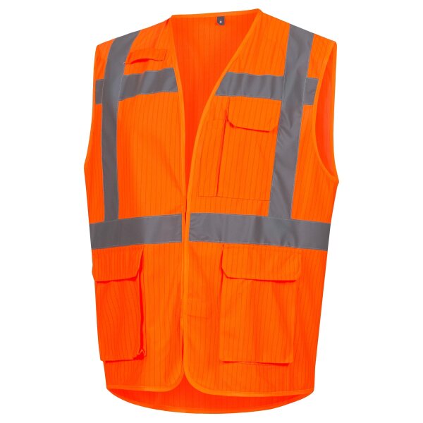 Nitras Warnschutz Weste | Gr. S - 4XL | orange | Klettverschluß | Warnschutzweste