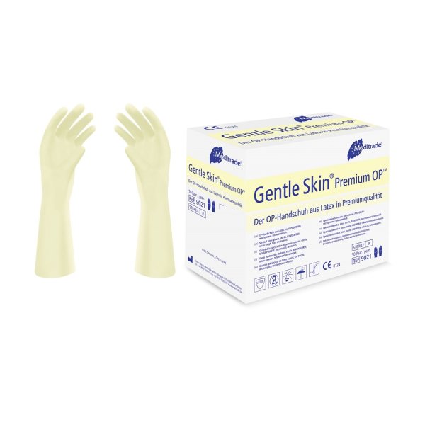 200 Paar Gentle Skin Premium OP-Handschuhe - natur - steril - puderfrei - anatomisch geformt - Gr. 6 - 9