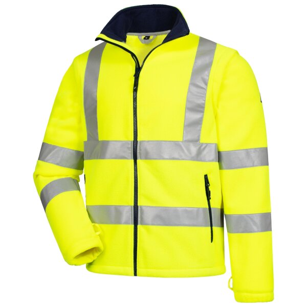 Nitras Motion Tex Fleecejacke | Gr. 5XL | gelb | abnehmbare Ärmel | Warnschutz