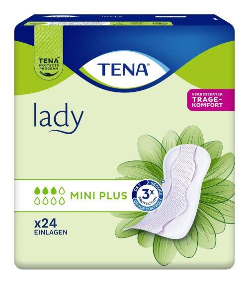 TENA Lady mini plus - 6 x 24 Stück - 7 mm dünn - 144 Vorlagen