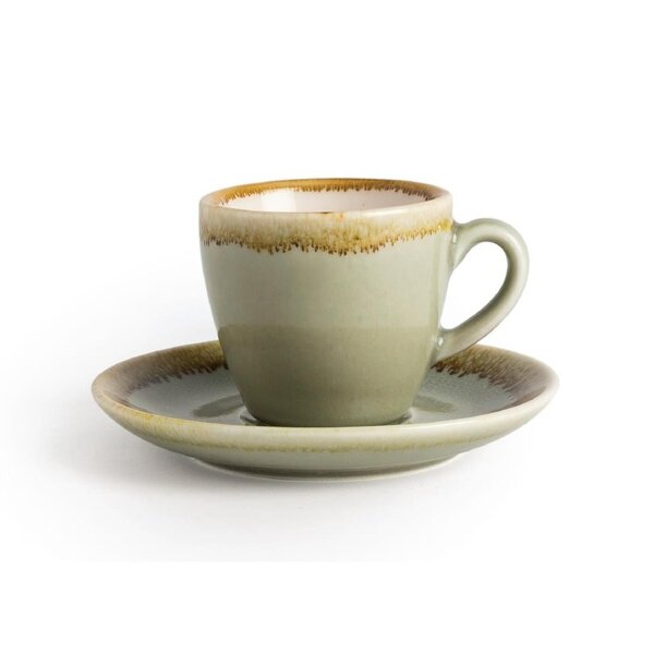Olympia Kiln Espressotassen + Untertassen Moos - 8,5cl - Porzellan - 12 Sets