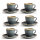 Olympia Kiln Espressotassen + Untertassen Ozean - 8,5cl - Porzellan - 6 Sets