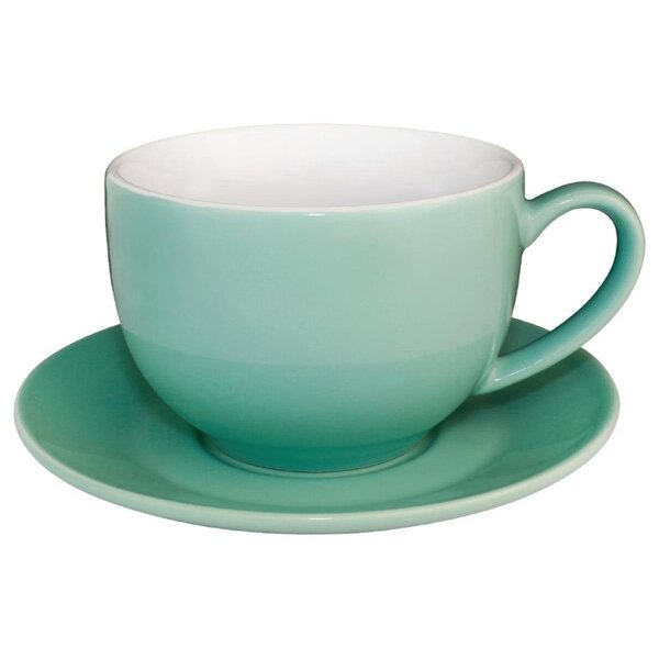 Olympia Cafe Cappuccinotassen + Untertassen - 34cl - 12 Sets - aqua