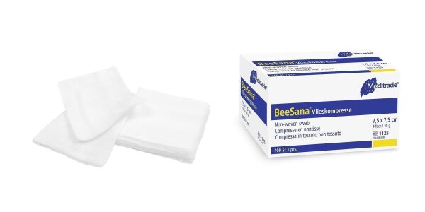 BeeSana Vlieskompressen - unsteril - 6-fach - 30 g - 10 x 20 cm - 100 Kompressen