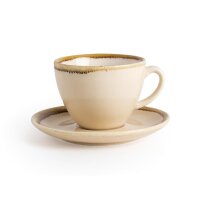 Olympia Kiln Cappuccinotassen + Untertassen Sandstein - 34cl - Porzellan - 6 Sets