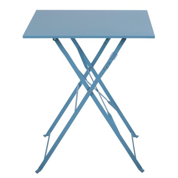 Bolero quadratischer Tisch + 2 Klappstühle - Stahl - blau - 1 Set