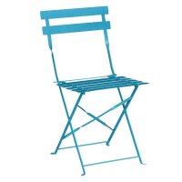 Bolero quadratischer Tisch + 2 Klappstühle - Stahl - blau - 1 Set