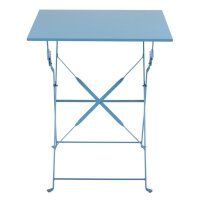 Bolero quadratischer Tisch + 2 Klappstühle - Stahl - blau - 1 Set
