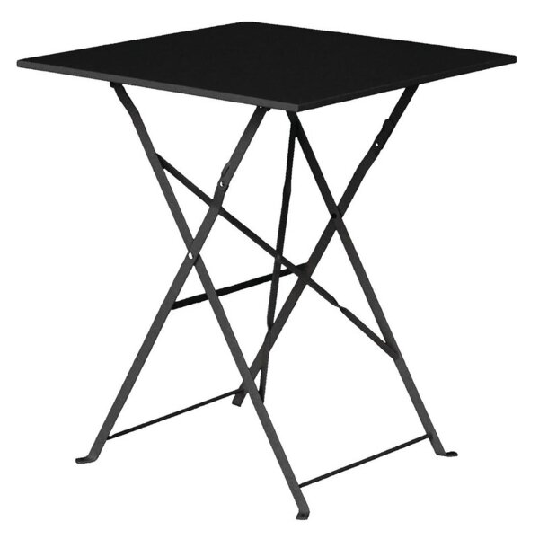 Bolero quadratischer Tisch + 2 Klappstühle - Stahl - schwarz - 1 Set