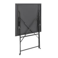 Bolero quadratischer Tisch + 2 Klappstühle - Stahl - schwarz - 1 Set