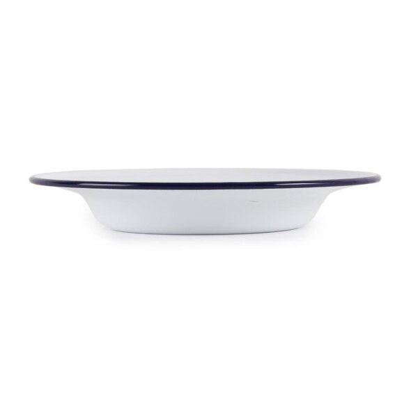 Olympia Emaille Suppenteller - weiß-blau - 24,5cm - 12 Teller - spülmaschinenfest