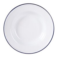 Olympia Emaille Suppenteller - weiß-blau - 24,5cm - 12 Teller - spülmaschinenfest