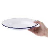 Olympia Emaille Suppenteller - weiß-blau - 24,5cm - 12 Teller - spülmaschinenfest