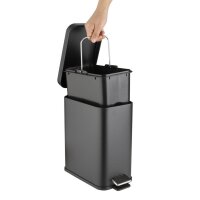 Jantex Schmaler Waschraum Mülleimer - Schwarz - 5 L - Abfallbehälter - Stahl