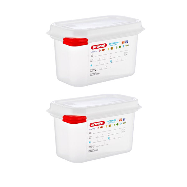 Araven GN1/9 Lebensmittelbehälter - 1L - 8 Behälter - Kunststoff