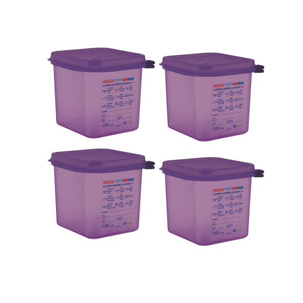 Araven GN1/6 Lebensmittelbehälter aus Silikon - 2,6L - 4 Behälter