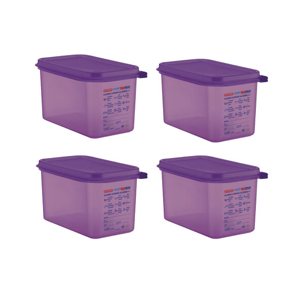 Araven GN1/4 Lebensmittelbehälter aus Silikon - 4,3L - 4 Behälter