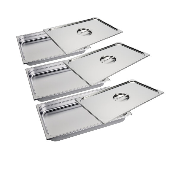 Gastro M Edelstahl Gastronorm-Behälter 1/1GN incl. Deckel - 65mm - 3 Behälter