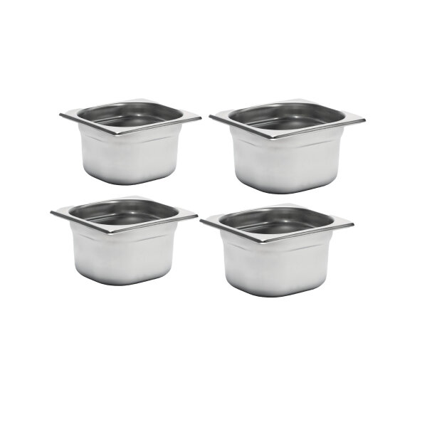 Gastro M Edelstahl GN-Behälter GN1/6 - 10cm - 2,1 L - 4 Behälter