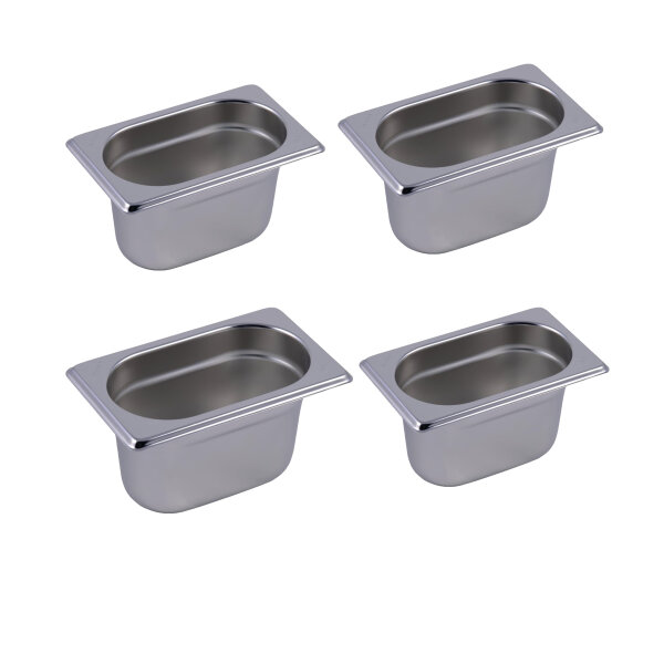 Gastro M Edelstahl GN-Behälter GN1/9 - 10cm - 0,8 L - 4 Behälter
