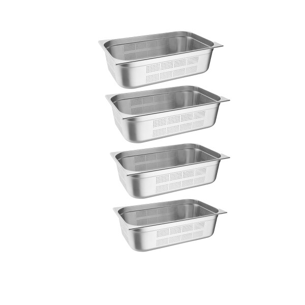 Vogue GN-Behälter GN1/9 - 6,5cm - 0,6 L - 4 Behälter - Edelstahl