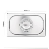 Vogue Deckel für GN-Behälter GN1/9 - 4 Deckel mit Griff - Edelstahl