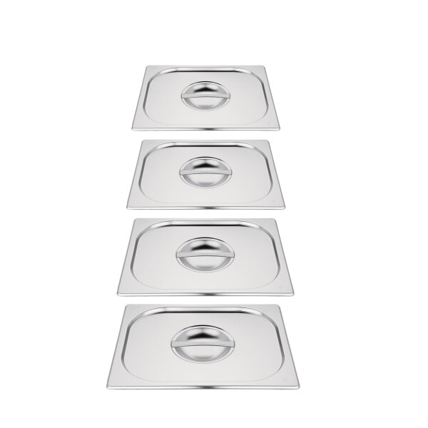 Vogue Deckel für GN-Behälter GN1/4 - 4 Deckel mit Griff - Edelstahl