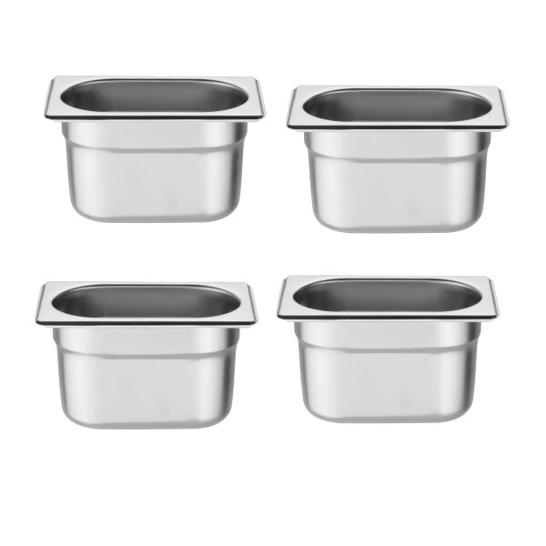 Vogue GN-Behälter GN1/9 - 10cm - 0,8L - 4 Behälter - Edelstahl