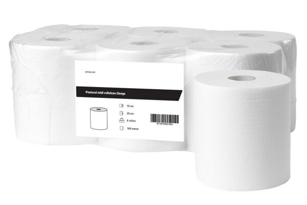 Putzrollen midi - Zellstoff - 1-lagig - 20 cm - 300 Meter - 12 Rollen - weiß