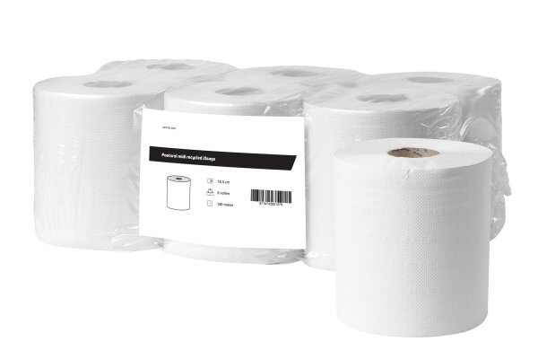 Putzrollen midi recycled - 2-lagig -18,5 cm - 6 x 140 Meter - weiß - 12 Rollen