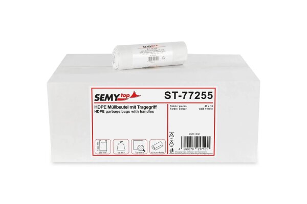 Müllbeutel SemyTop extra - mit Tragegriff – ca.60 l - 14µ - 600 Müllsäcke
