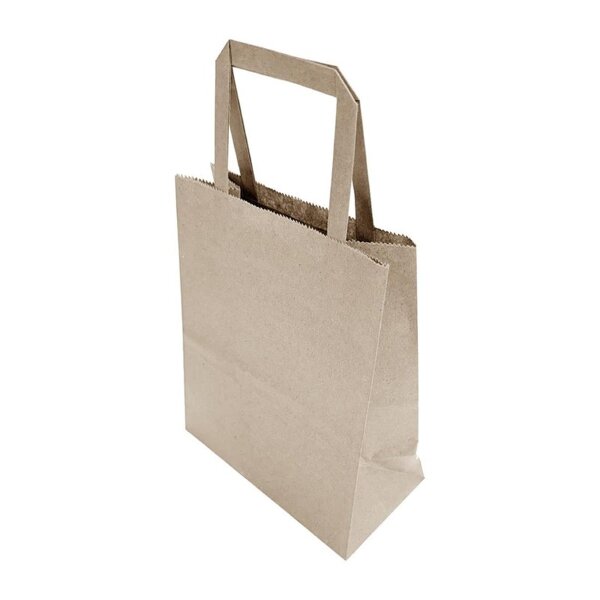 Fiesta Recycelbare flache braune Papiertüten (500 Stück) - 240x107x215mm