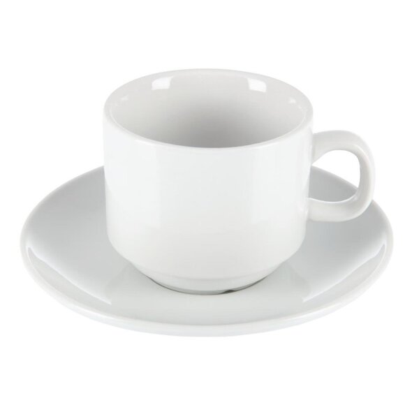 Olympia Whiteware Teetassen + Untertassen - 20cl - 12 Sets - Porzellan