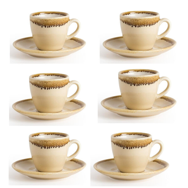 6 Olympia Kiln Espressotassen + Untertassen Sandstein - 8,5cl - Tassen