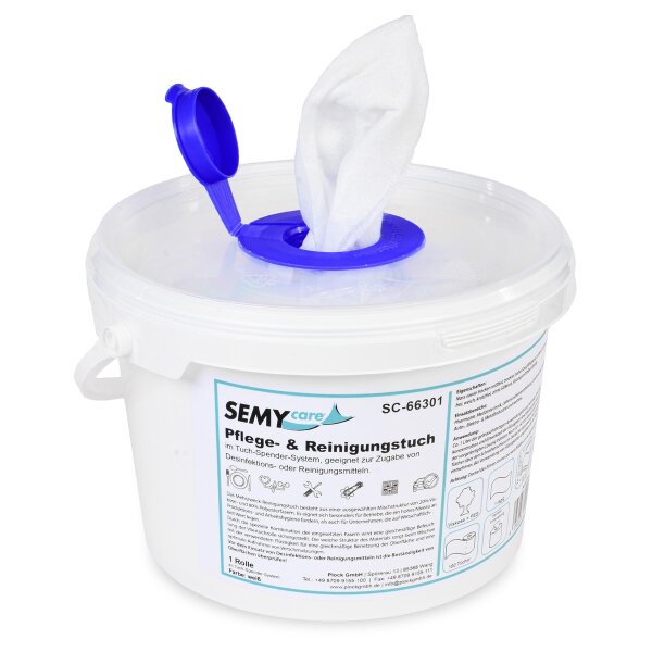 SemyCare Reinigungstuch im Eimer mit Rolle 24 x 23 cm - incl. 6 Ersatzrollen