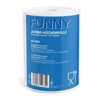 Funny Jumbo Küchenrollen - 2-lagig - a 300 Blatt - Zellstoff - weiß - 6 Rollen