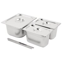 Vogue Edelstahl Gastronormschale Set 2x 1/4 und 1/2 Mit...