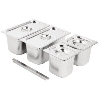 Vogue Edelstahl Gastronormschale Set 2x 1/3 + 2x 1/6 Mit...