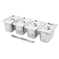 Vogue Edelstahl Gastronorm Behälter Set 4 x 1/4 mit...